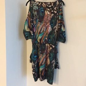 Short peacock feather dress